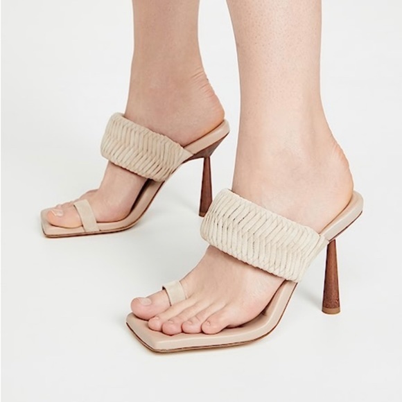 Gia Borghini Shoes - Gia Borghini x RHW Rosie 1 Faux Wood Heel Suede Leather Sandals